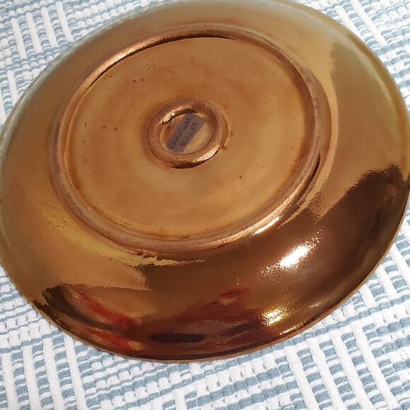 Vintage Creigiau Copper Lustre Plate Studio Pottery Ceramic Hammered MCM Wales - Picture 8 of 11